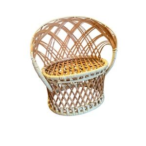 Vintage Miniature Rattan Chair for Doll or Plant